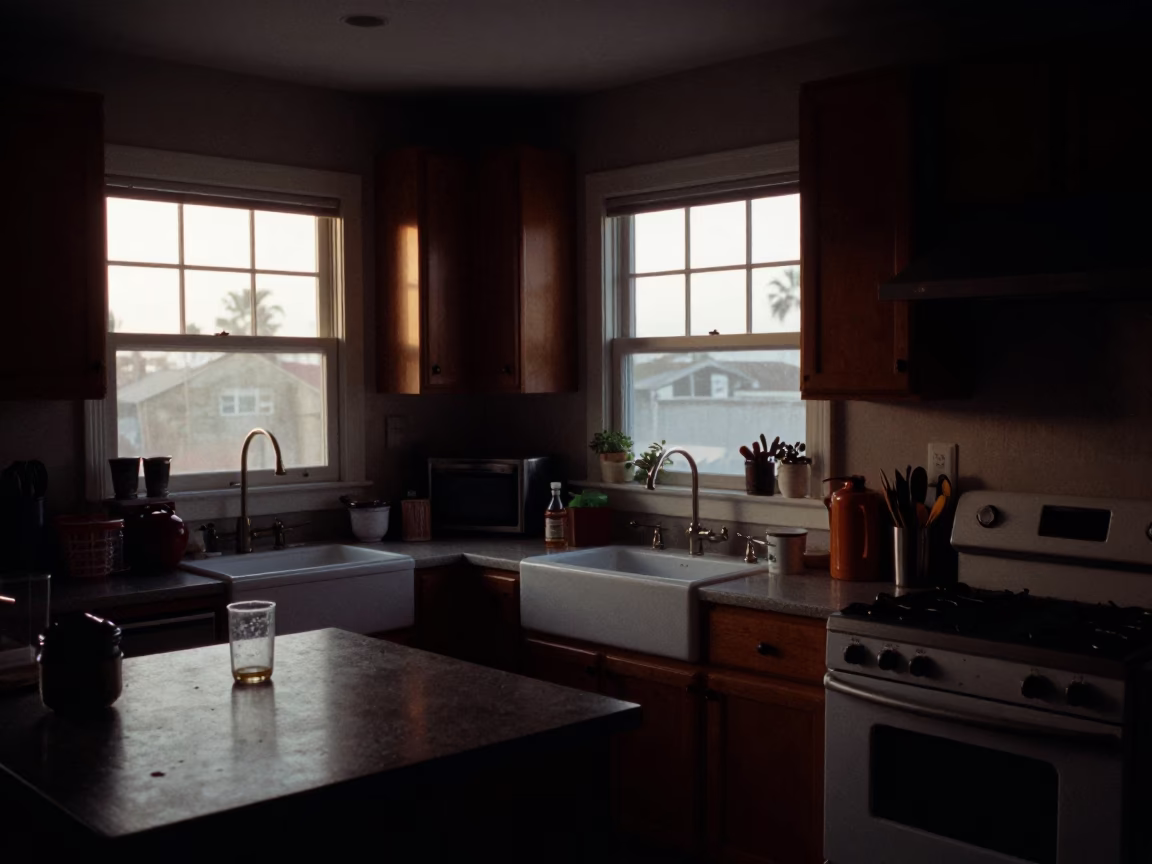 Kitchen Interior in San Diego at The Predawn Darkness Light in in San Diego, California, United States