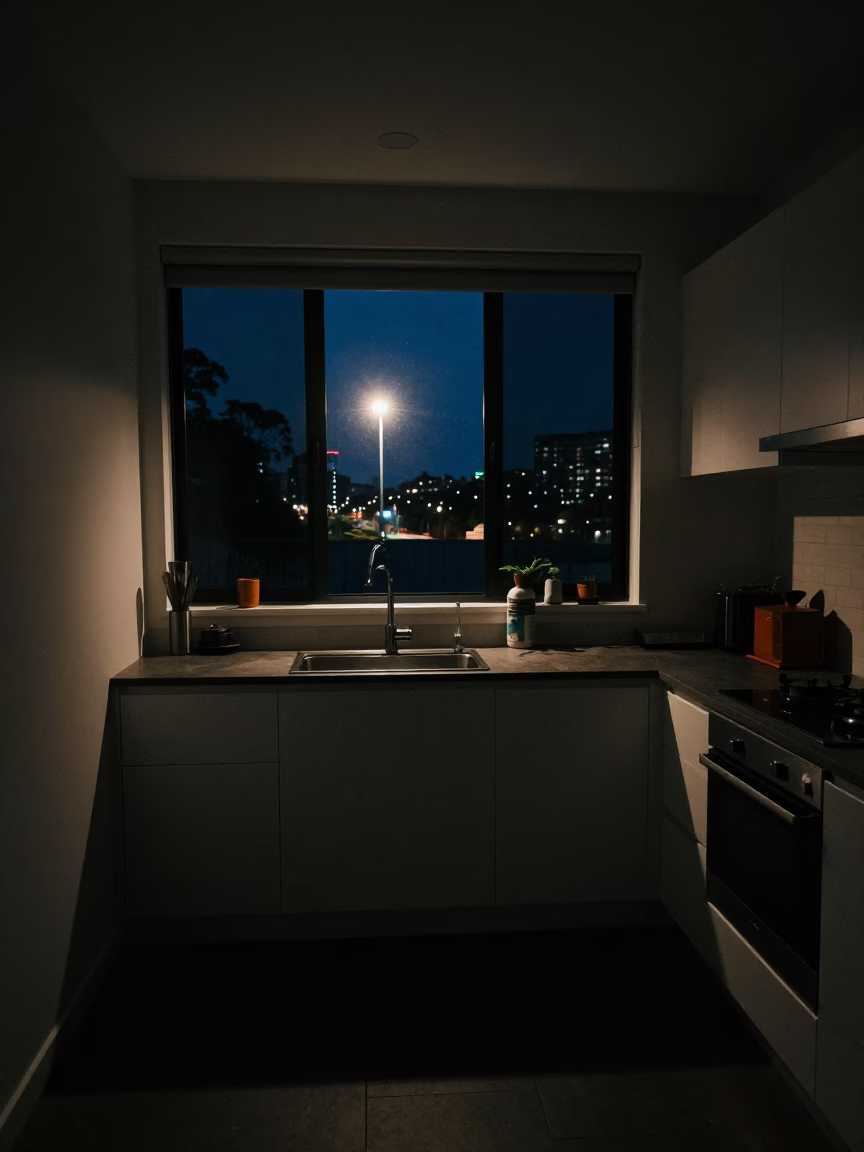 Kitchen Interior in Sydney at Deep In The Night Light in in Sydney, New South Wales, Australia