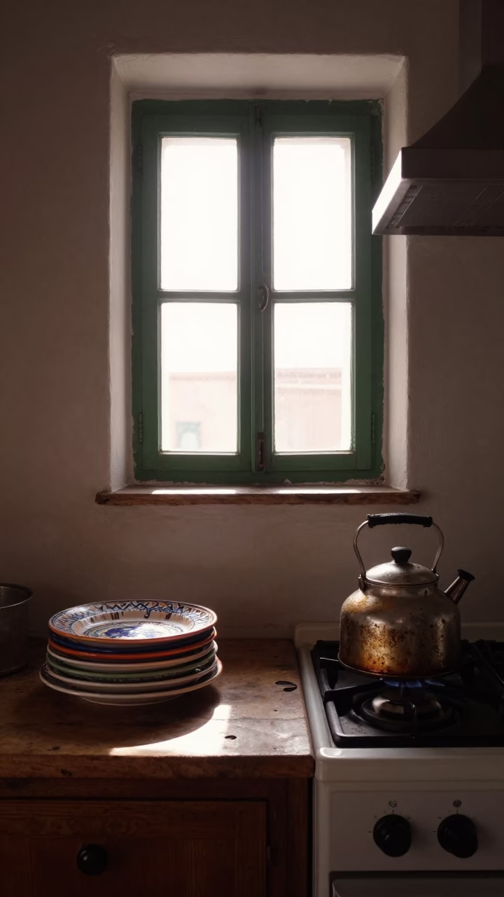 Kitchen Interior just after sunrise in Palermo in in Palermo, Italy
