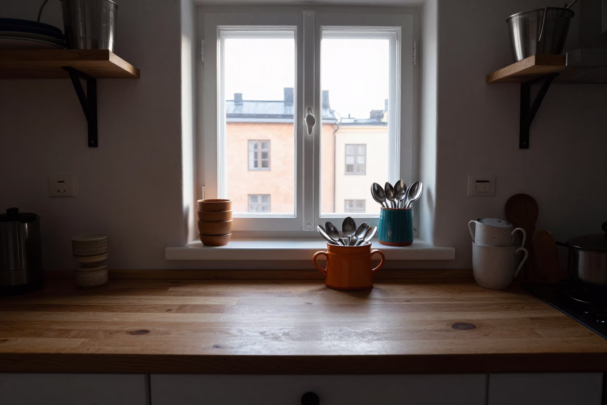 Kitchen Morning in Stockholm at The Early Morning Light in in Stockholm, Sweden