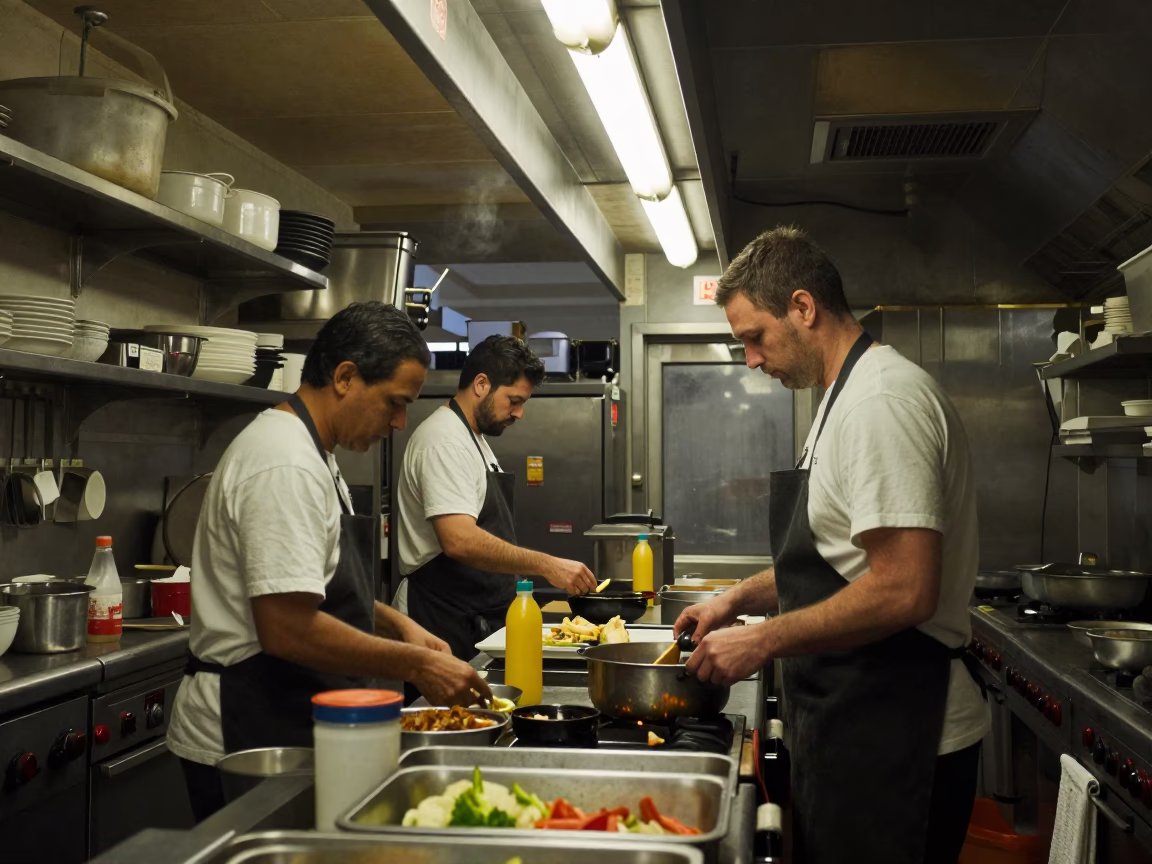 Kitchen Prep in Los Angeles at The Still Hours Before Dawn Light in in Los Angeles, California, United States
