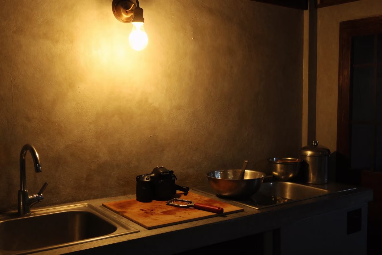 Kitchen Preparation in Chiang Mai at The Predawn Darkness Light in in Chiang Mai, Thailand