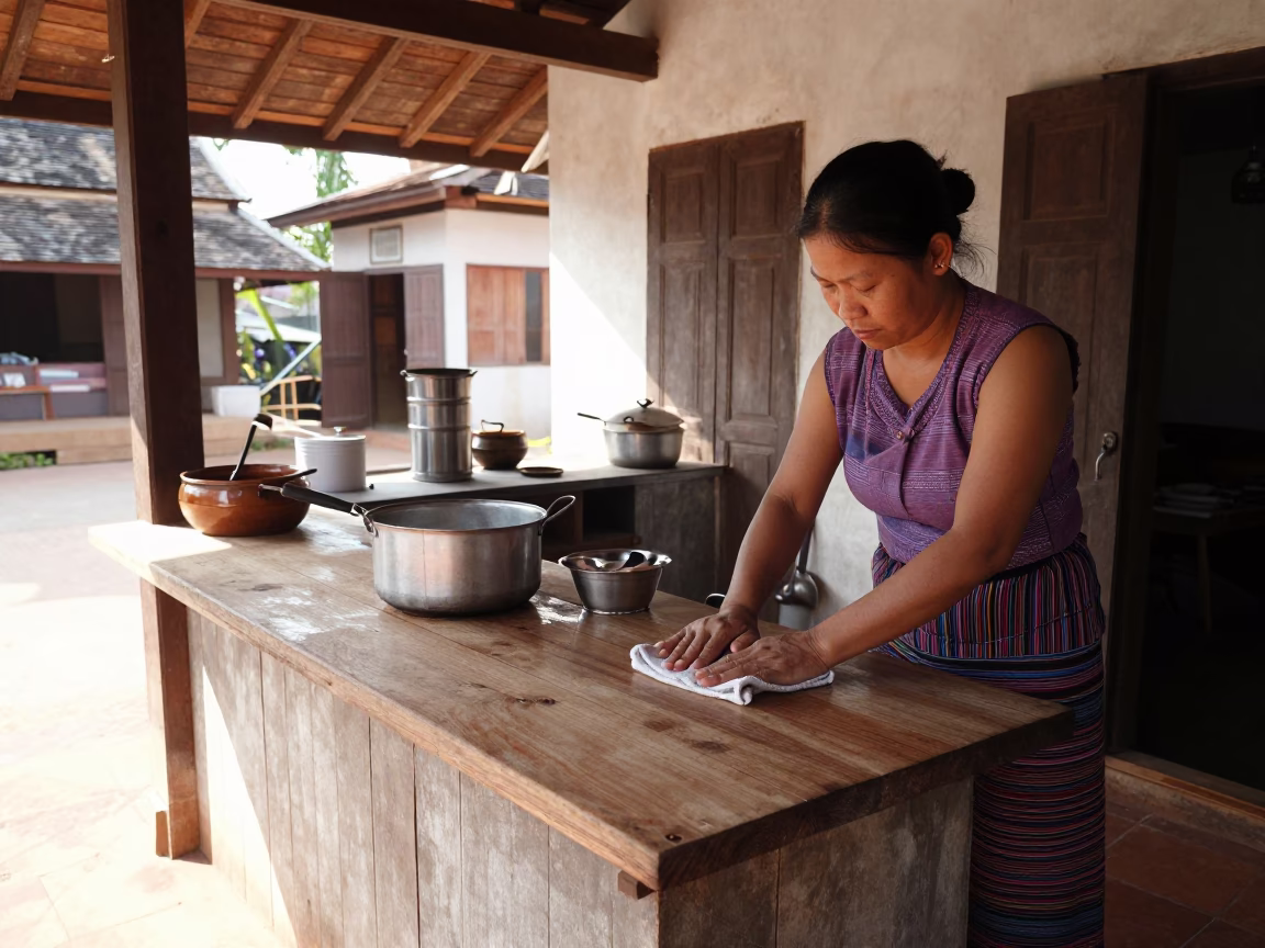 Kitchen Preparation in Luang Prabang in in Luang Prabang, Laos
