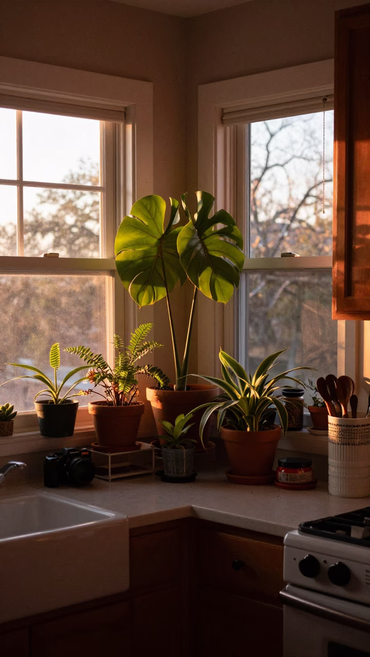 Kitchen Scene at Copper-toned Light Before Dusk in Austin in in Austin, Texas, United States
