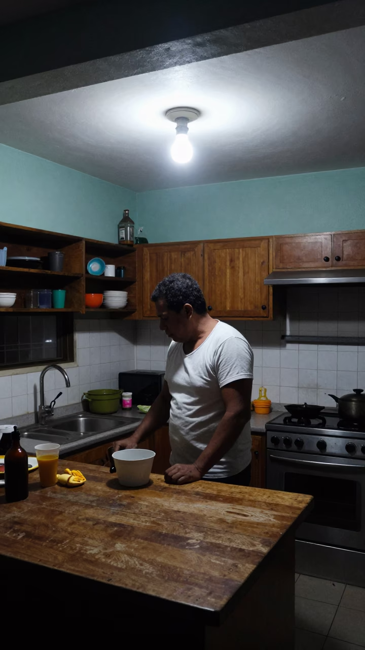 Kitchen Scene at Midnight Light in Medellin in in Medellin, Colombia