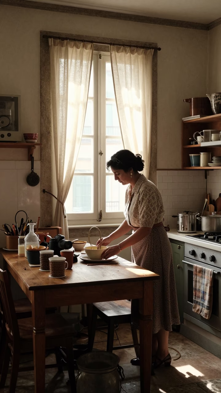 Kitchen Scene at The Early Afternoon Light in Porto in in Porto, Portugal