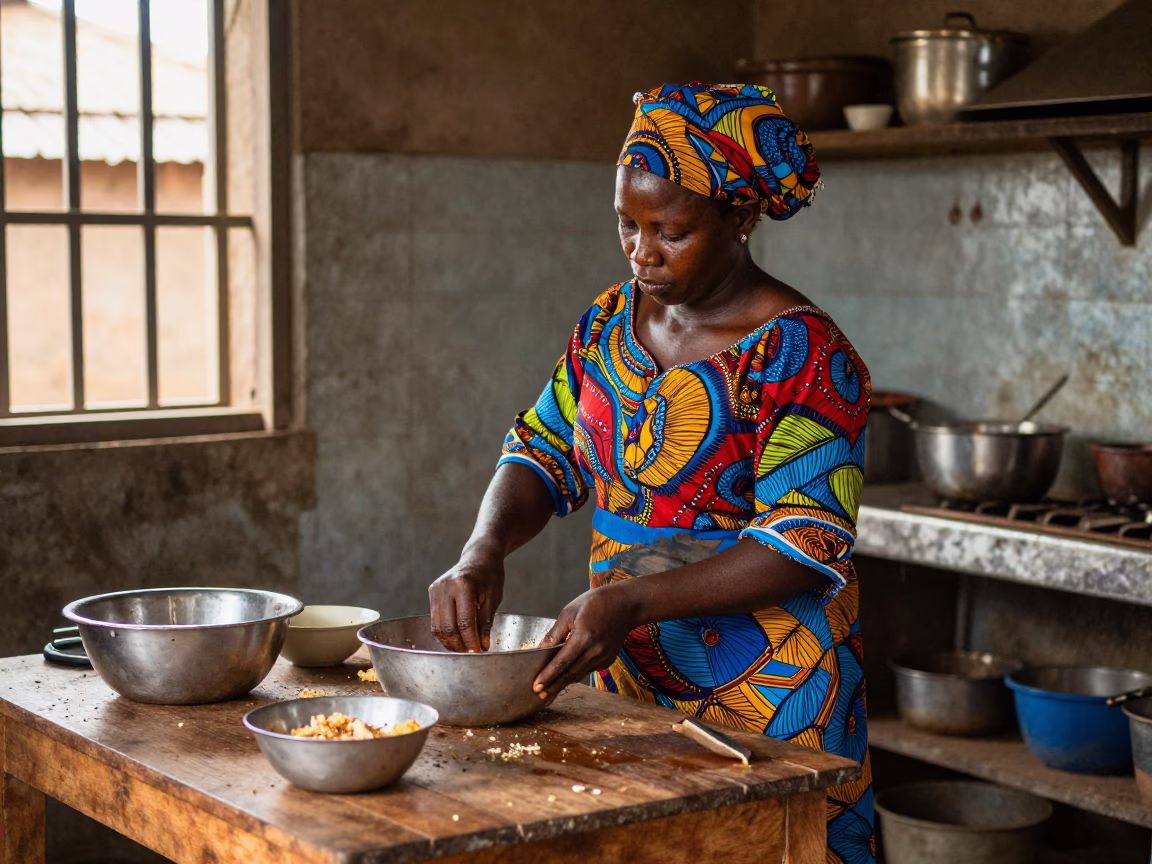 Kitchen Scene in Accra at Midday Light in in Accra, Ghana