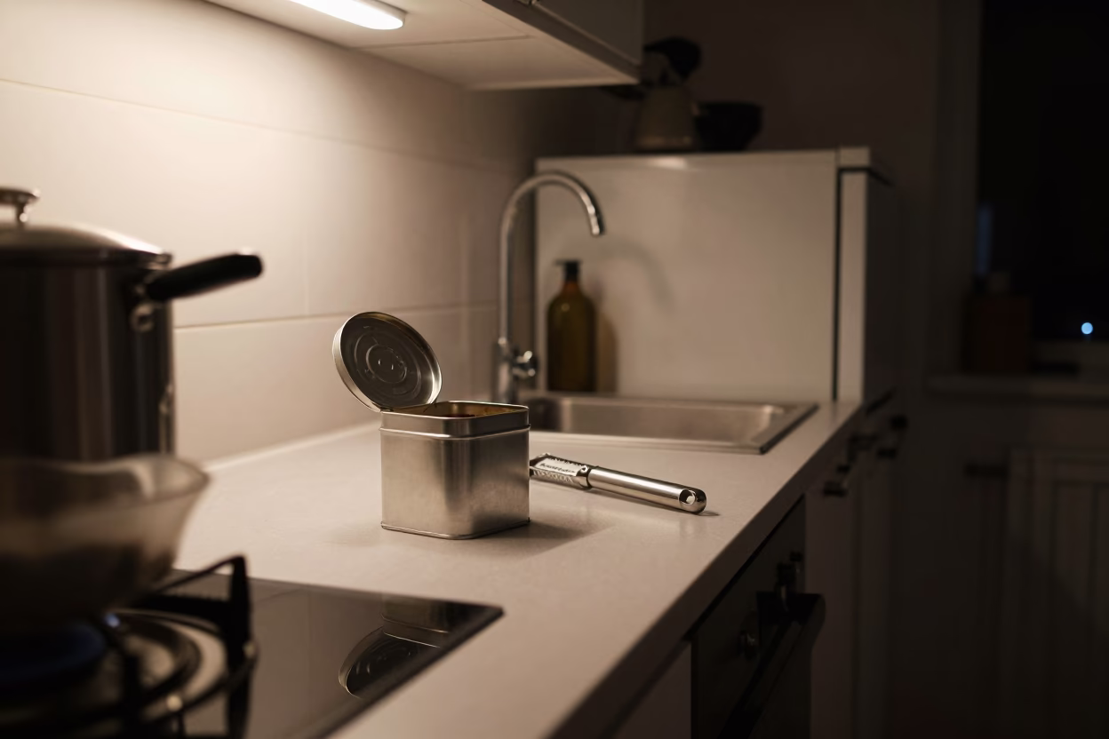 Kitchen Scene in Brussels at Deep In The Night Light in in Brussels, Belgium