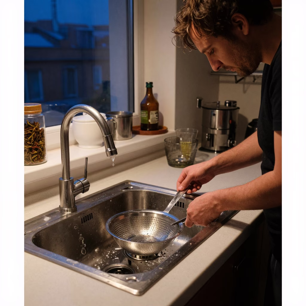 Kitchen Scene in Budapest at Midnight Light in in Budapest, Hungary