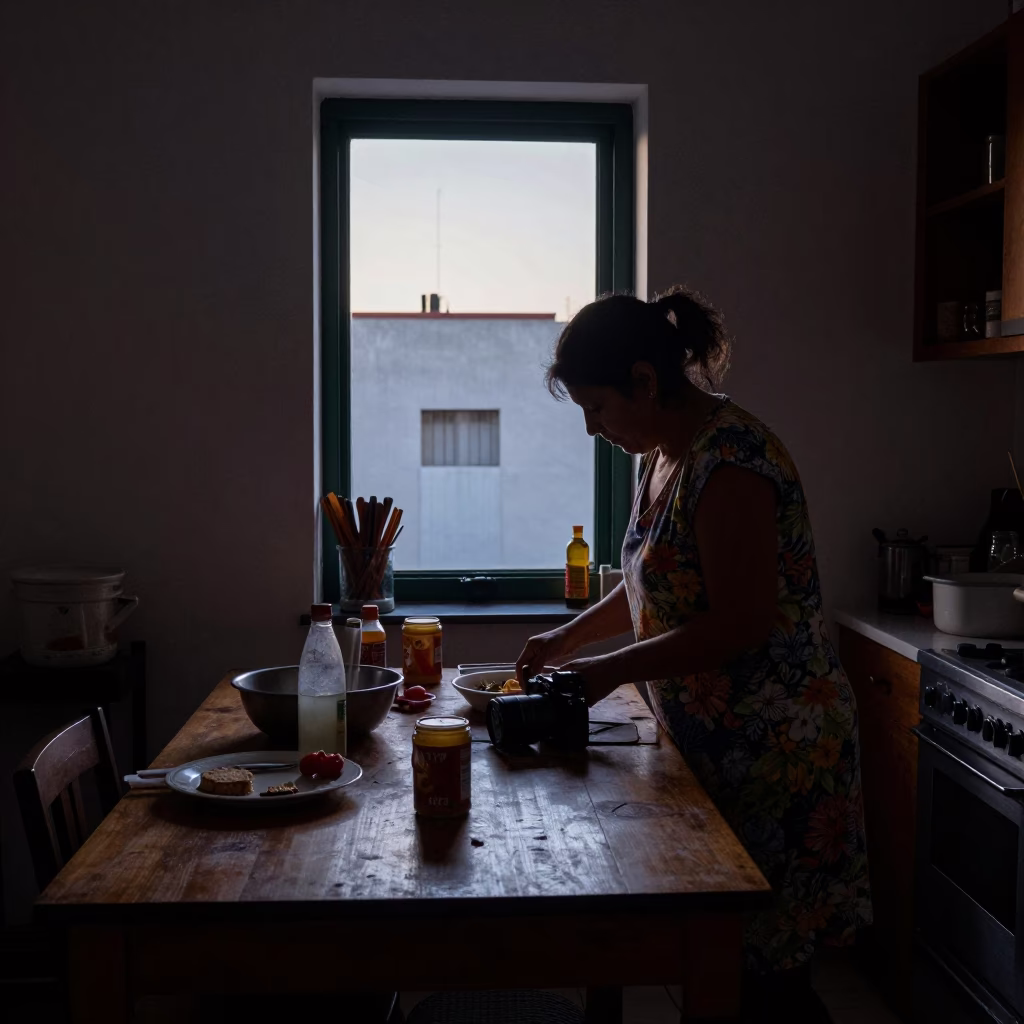 Kitchen Scene in Buenos Aires at The Still Hours Before Dawn Light in in Buenos Aires, Argentina