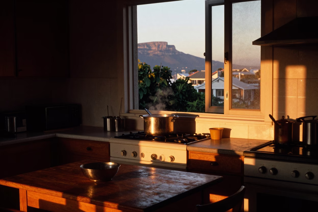 Kitchen Scene in Cape Town at Sunset Light in in Cape Town, South Africa