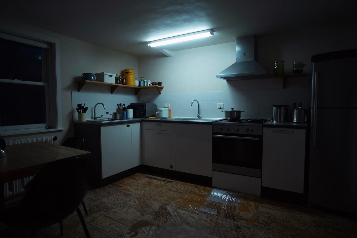 Kitchen Scene in Dublin at Midnight Light in in Dublin, Ireland