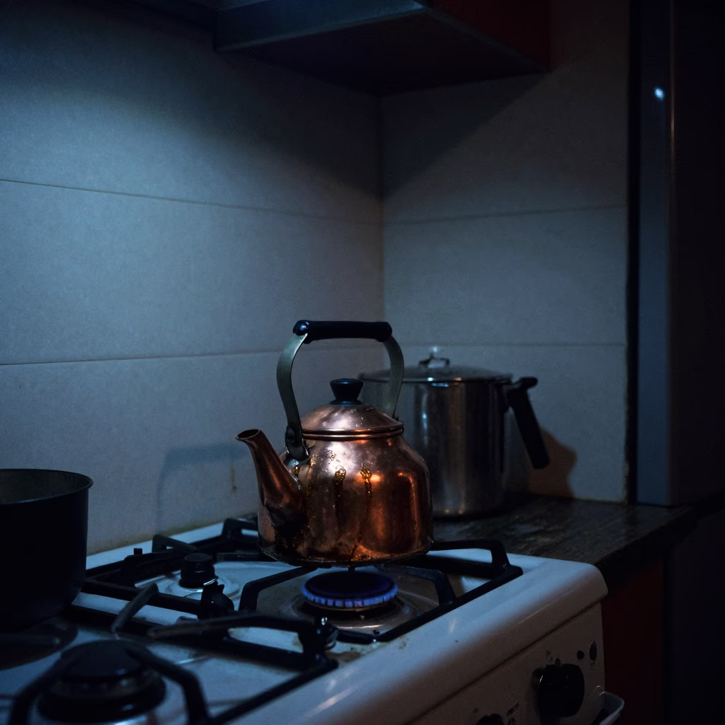 Kitchen Scene in Istanbul at The Predawn Darkness Light in in Istanbul, Turkey