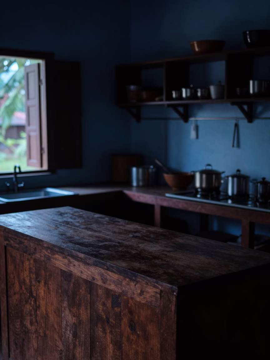 Kitchen Scene in Kochi at Sunrise Light in in Kochi, India