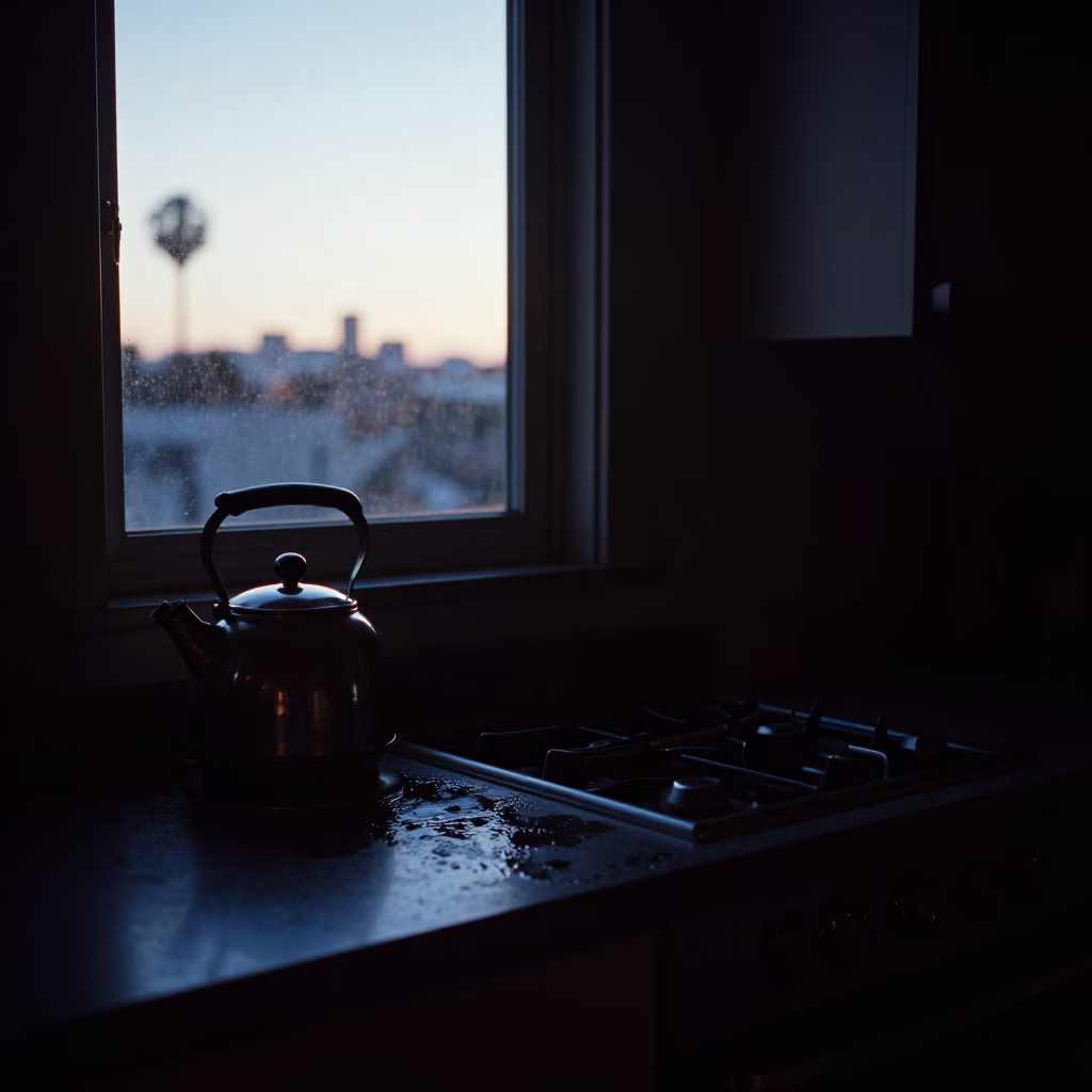 Kitchen Scene in Los Angeles at The Still Hours Before Dawn Light in in Los Angeles, California, United States
