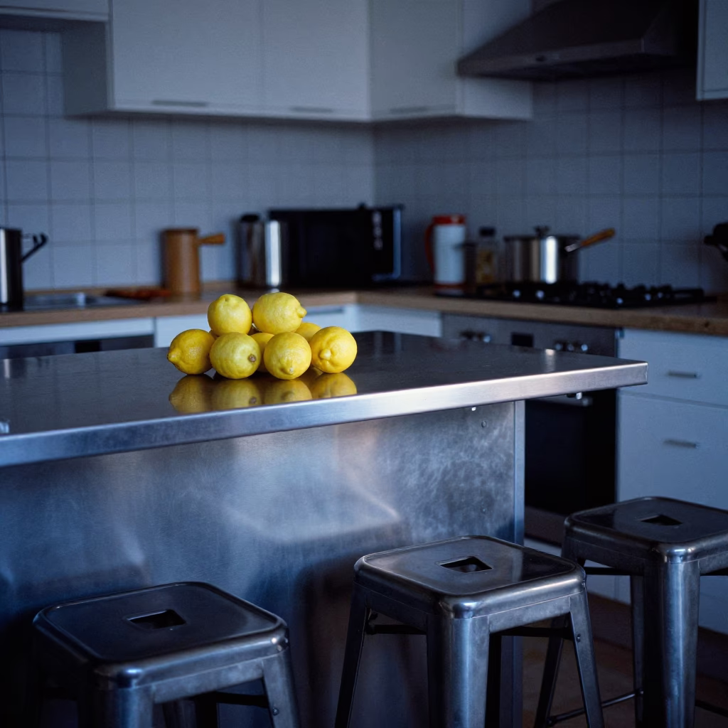 Kitchen Scene in Madrid at Sunrise Light in in Madrid, Spain