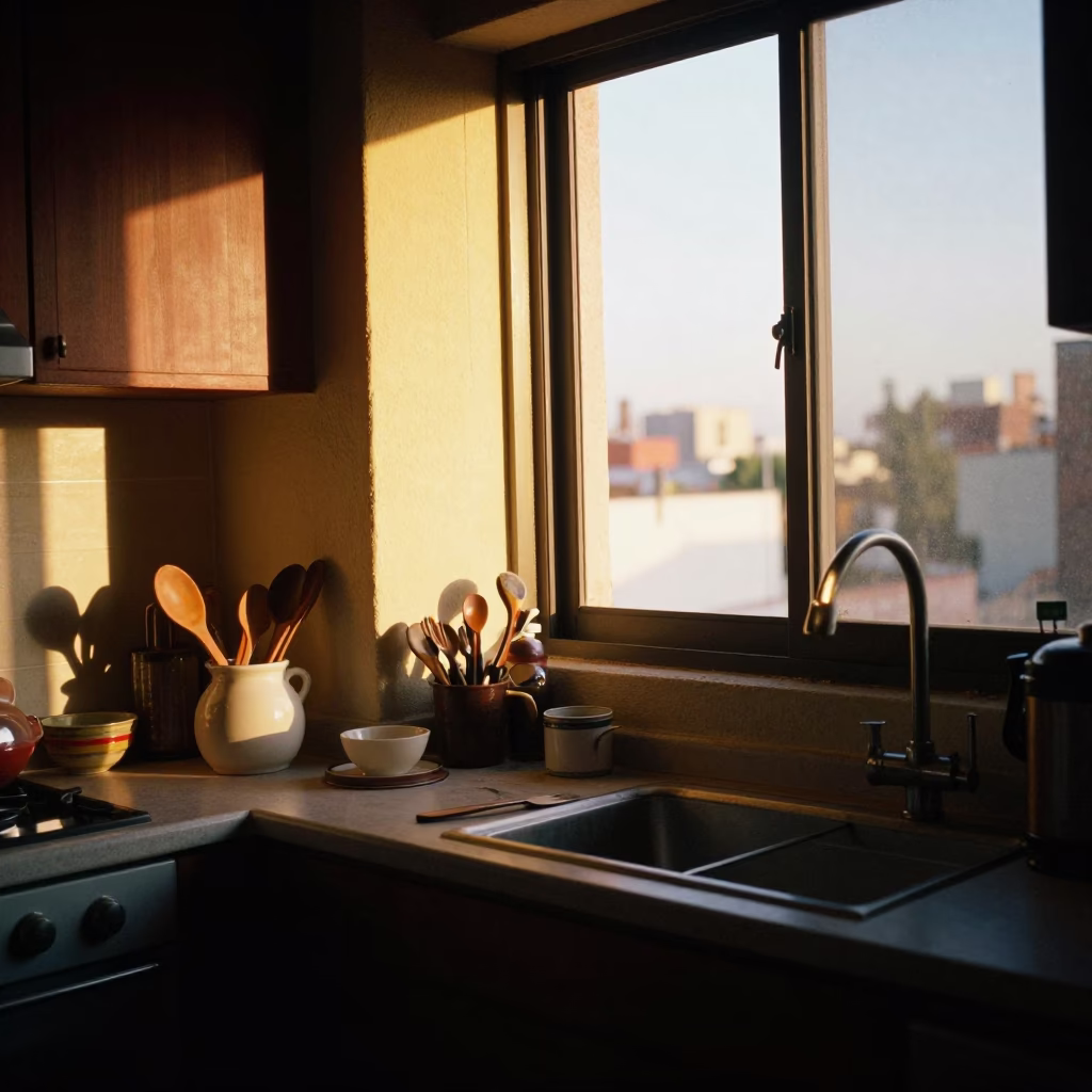 Kitchen Scene in Mexico City at Sunset Light in in Mexico City, Mexico