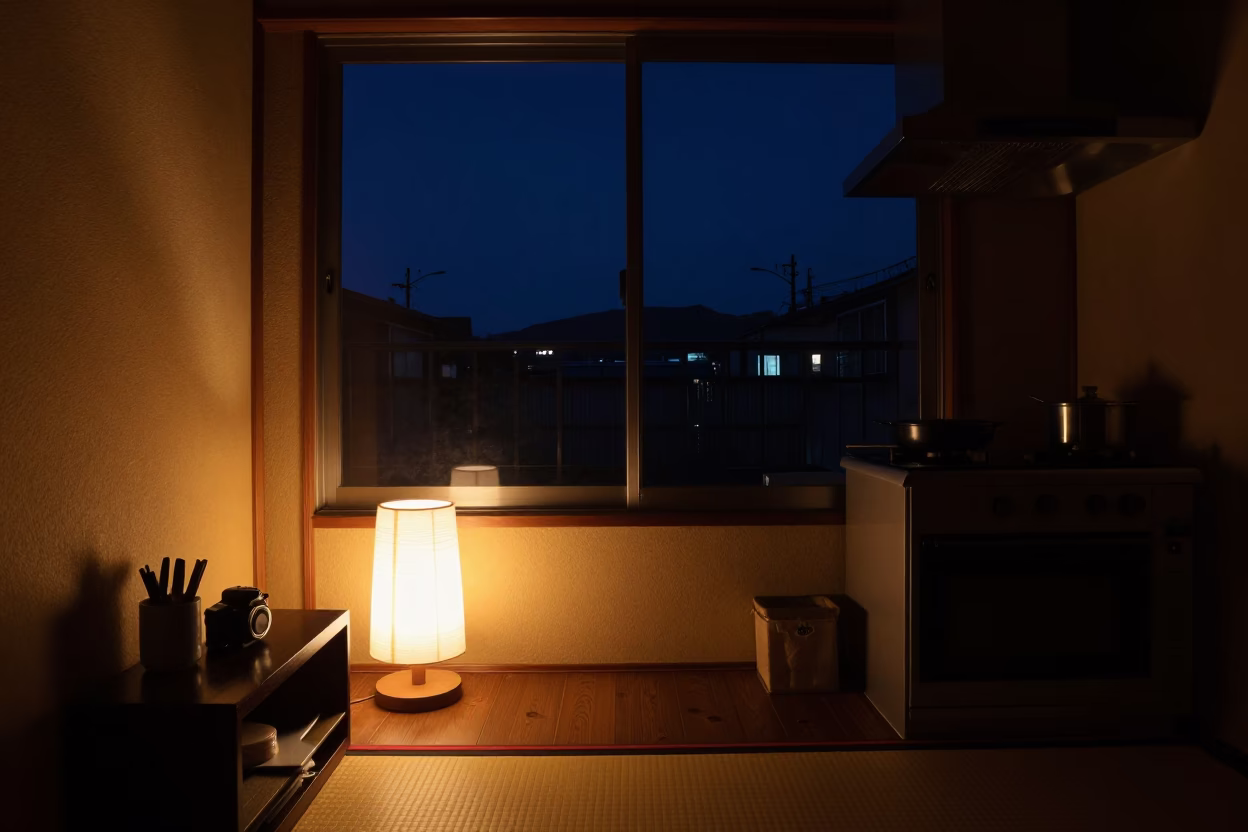 Kitchen Scene in Osaka at The Deepest Night Sky Light in in Osaka, Japan