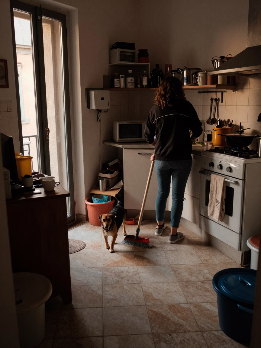 Kitchen Scene in Rome at The Early Evening Light in in Rome, Italy