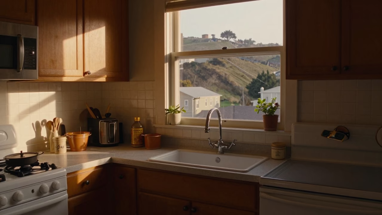 Kitchen Scene in San Francisco at Honeyed Evening Light in in San Francisco, California, United States