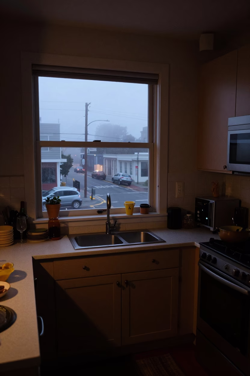 Kitchen Scene in San Francisco at The Still Hours Before Dawn Light in in San Francisco, California, United States