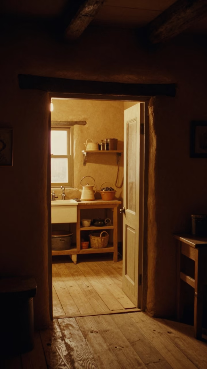 Kitchen Scene in Santa Fe at Deep In The Night Light in in Santa Fe, New Mexico, United States