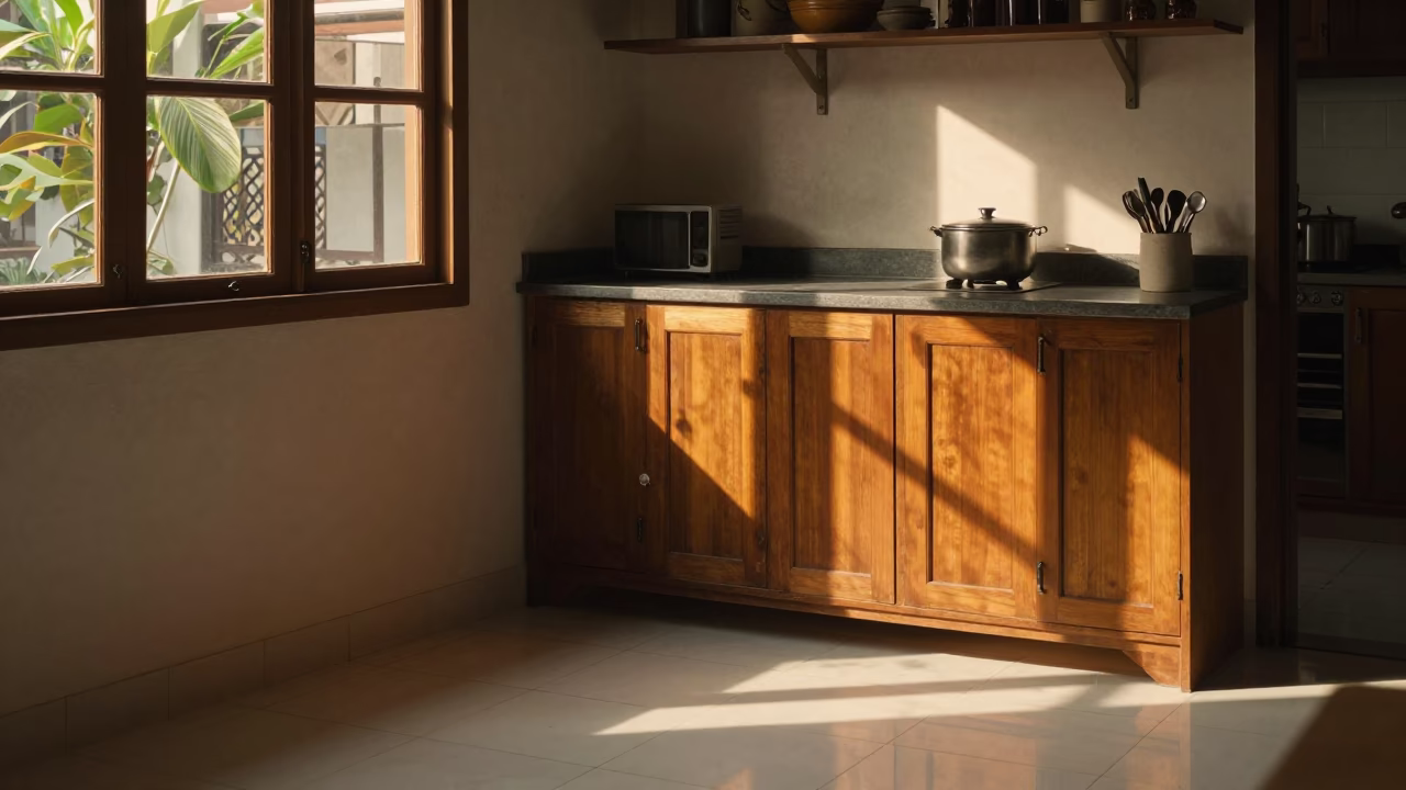 Kitchen Scene in Surabaya at Honeyed Evening Light in in Surabaya, Indonesia