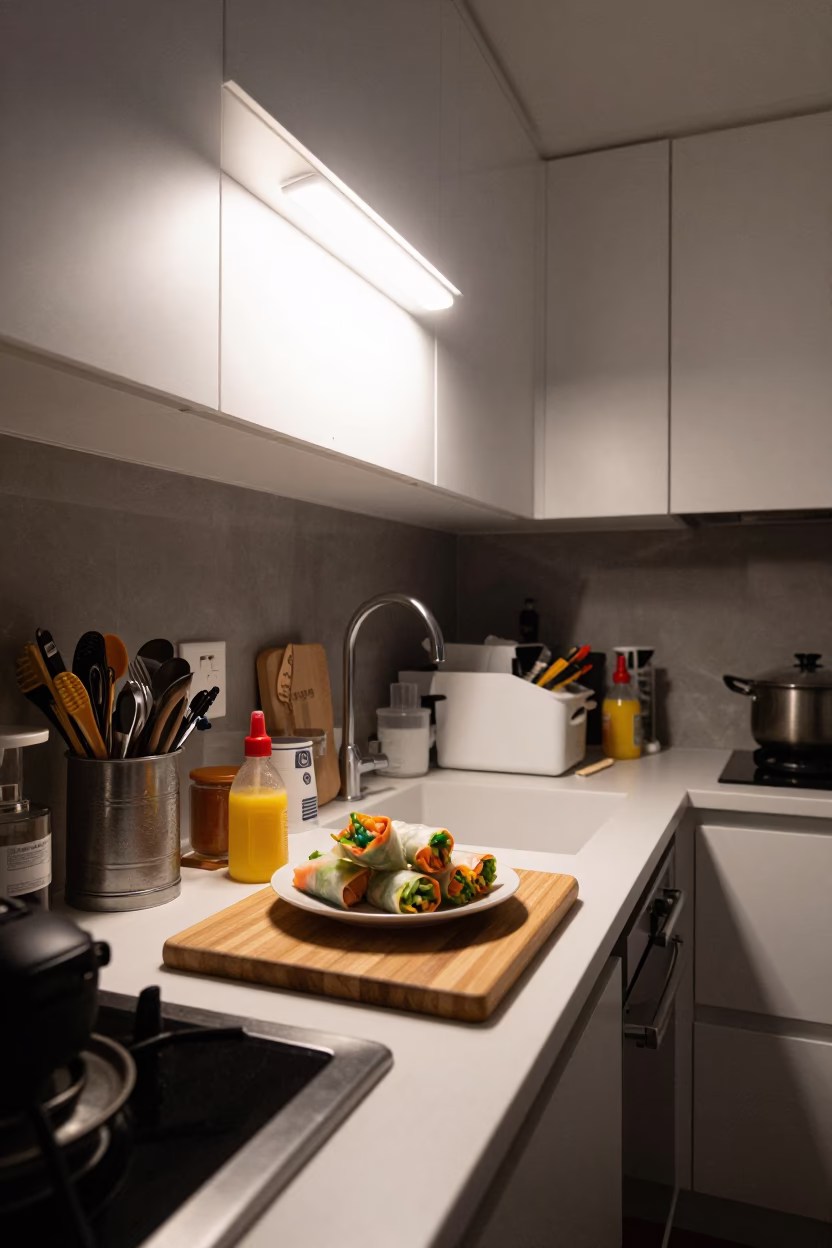 Kitchen Scene in Sydney at Midnight Light in in Sydney, New South Wales, Australia