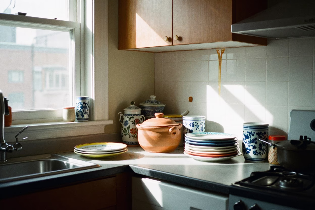 Kitchen Scene in Toronto at Afternoon Light in in Toronto, Ontario, Canada