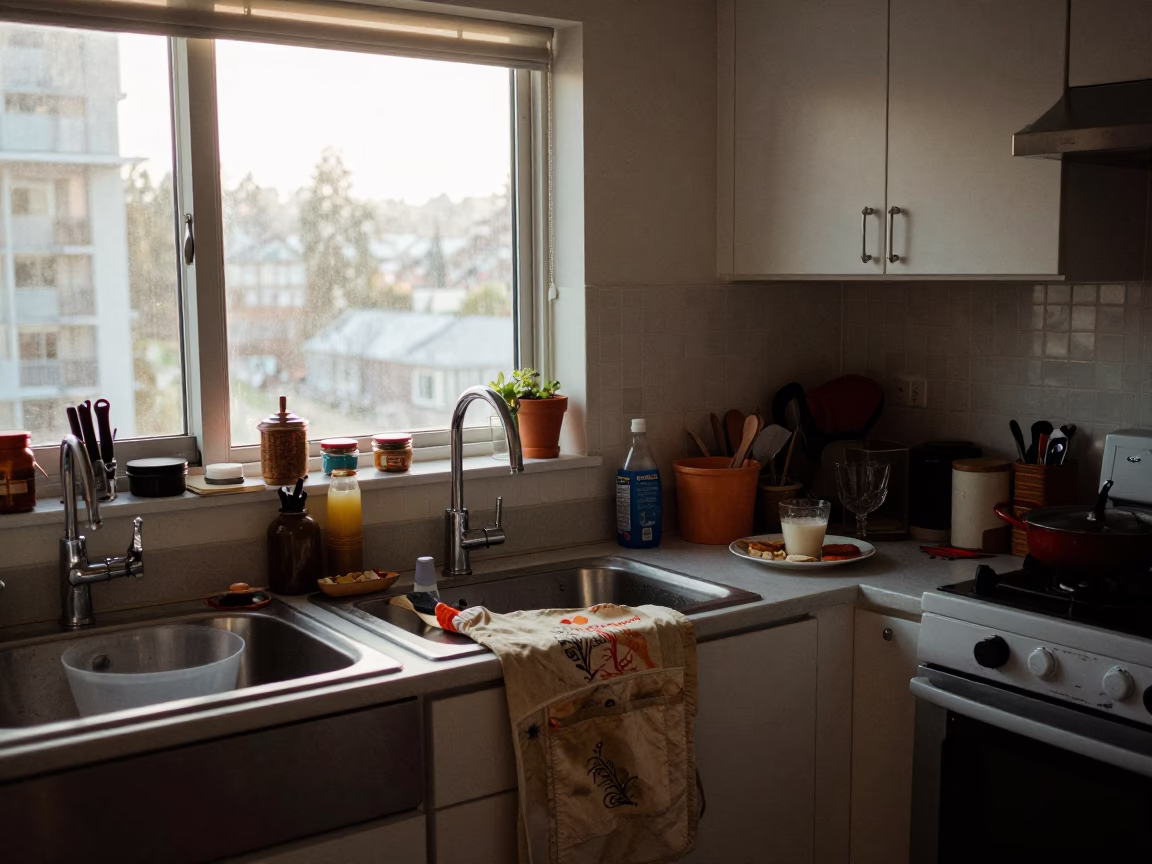 Kitchen Scene just after sunrise in Vancouver in in Vancouver, British Columbia, Canada