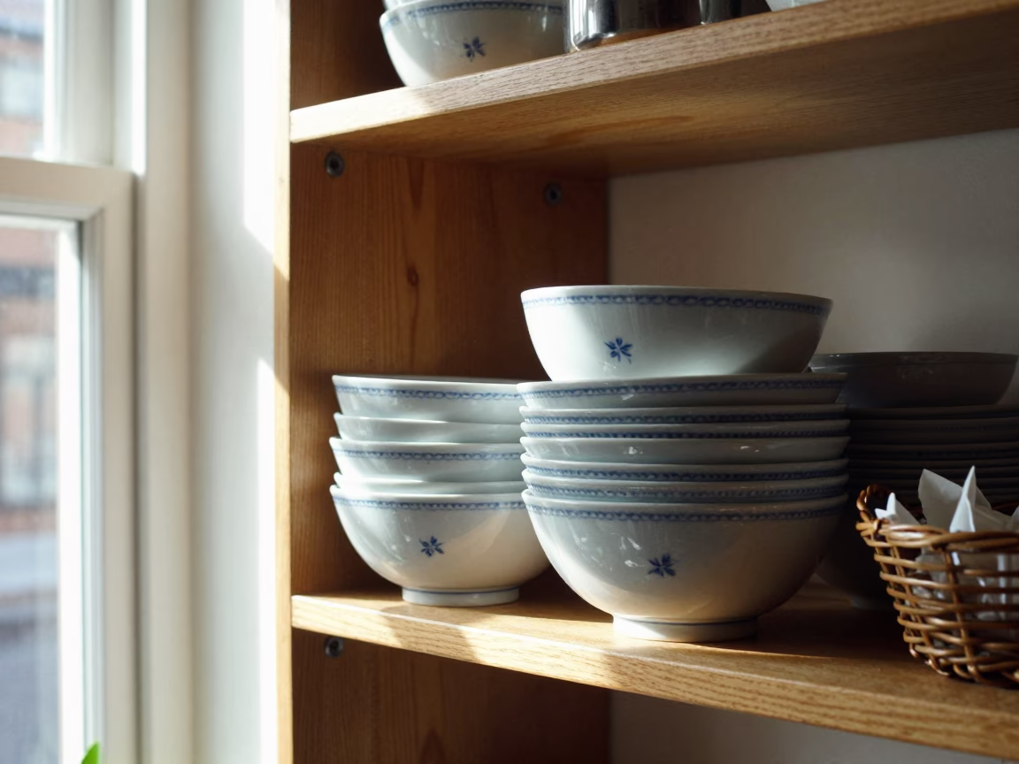 Kitchen Shelf in Dublin at Late Morning Light in in Dublin, Ireland