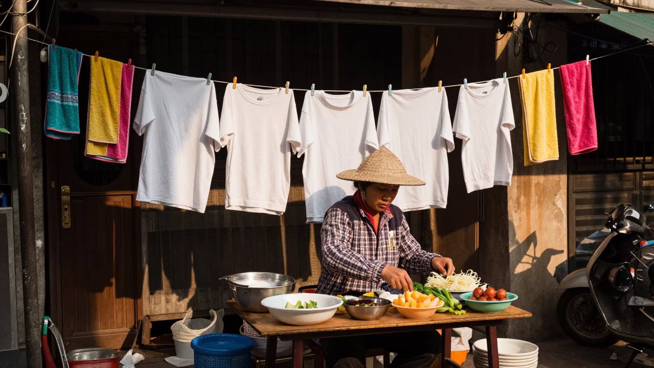 Kitchen Vendor at Late Afternoon Light in Hanoi in in Hanoi, Vietnam