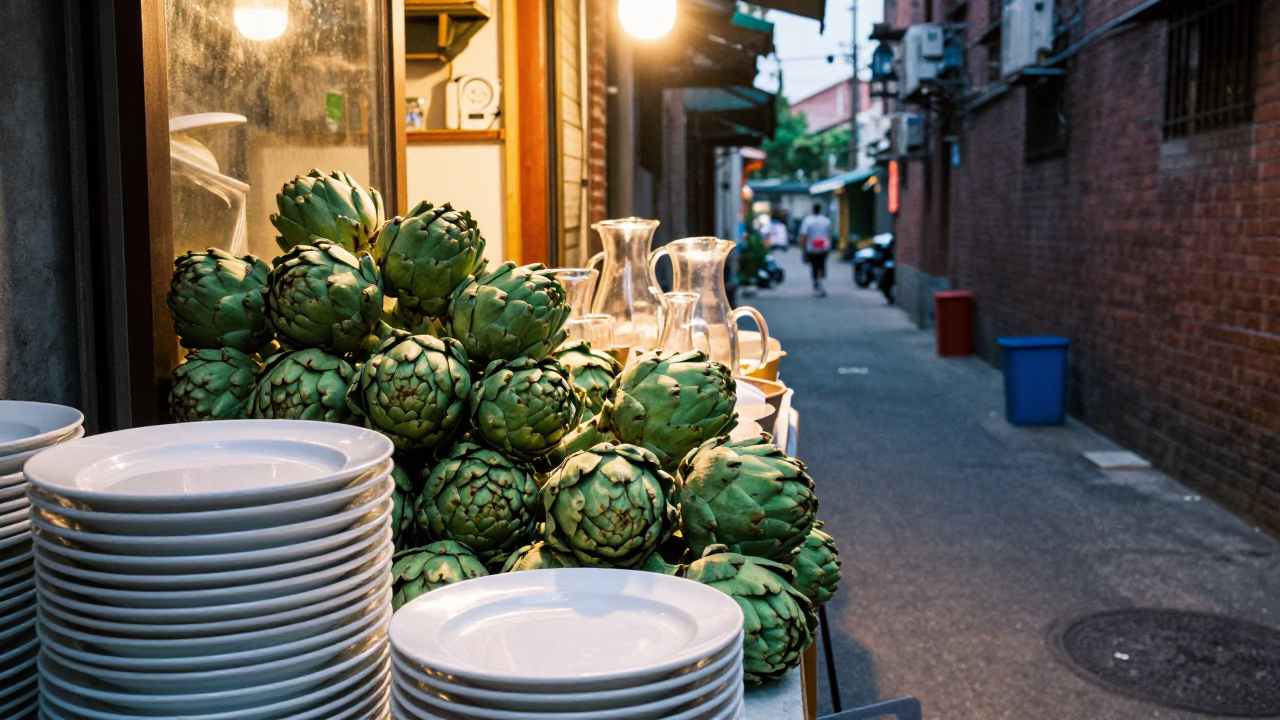 Kitchenware in Shanghai at Evening Light in in Shanghai, China