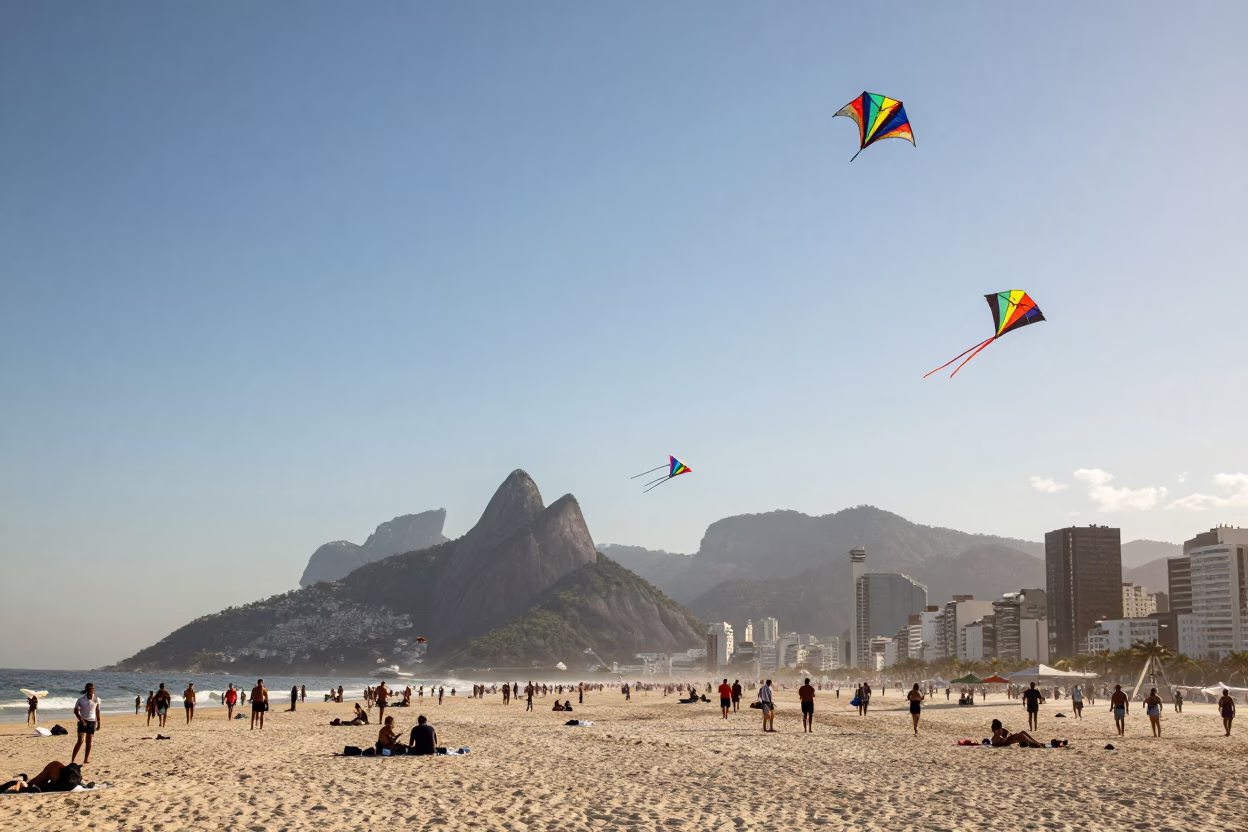 Kite Festival in Rio De Janeiro at Clear Late-afternoon Light in in Rio de Janeiro, Brazil