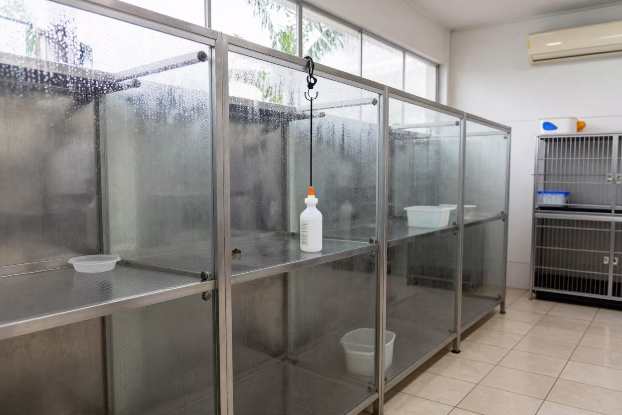 Kitten Bottle Warmer Cord Hook Recife Grooming Bay in inside a grooming bay in Recife