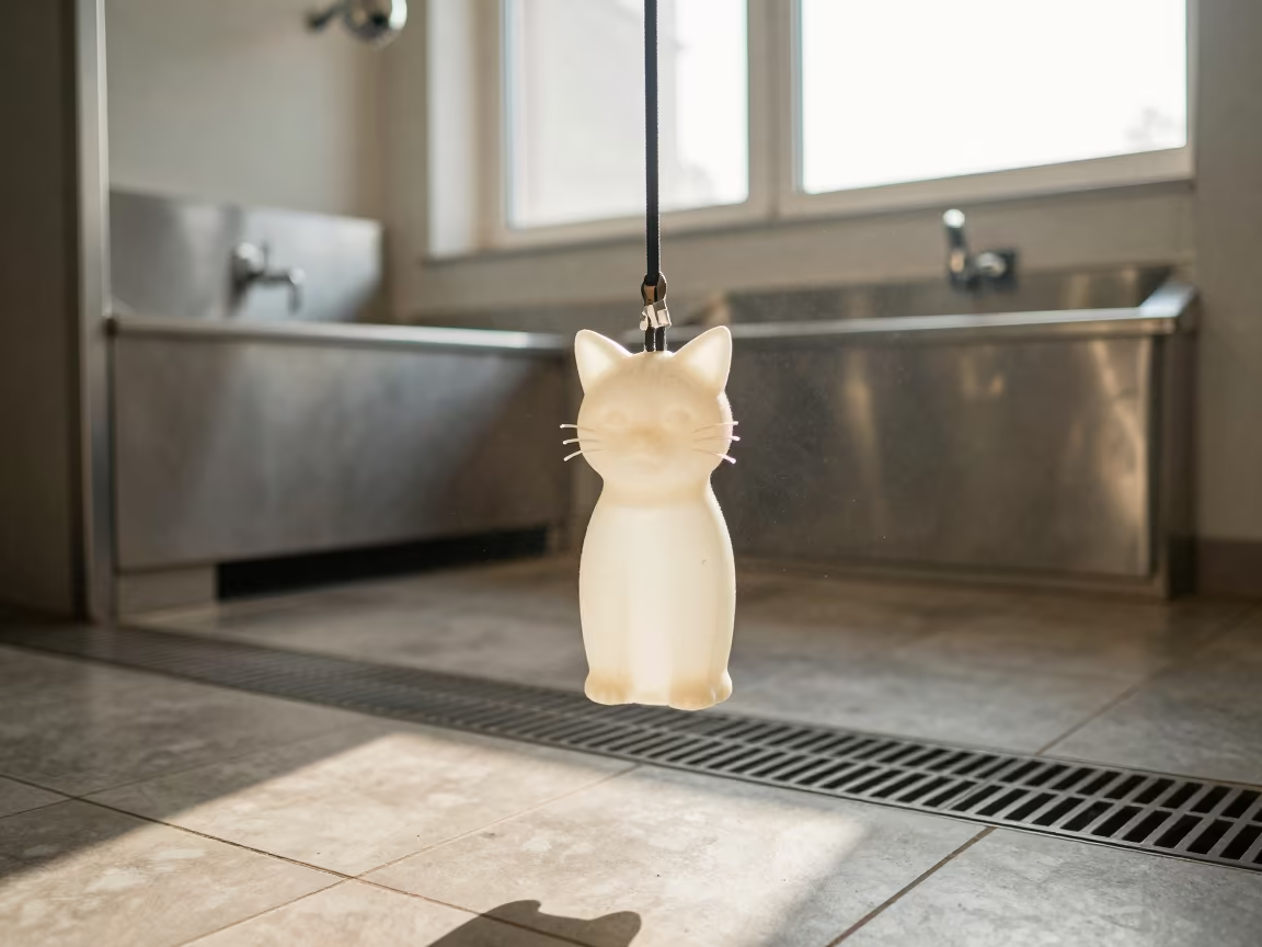 Kitten Cord Hook at Dog Wash Station in at a self-serve dog wash station in Chișinău