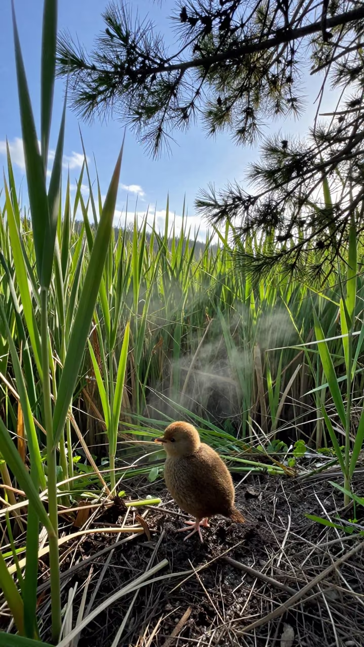 Kiwi Bird at Polish Reed Bed Edge in at the edge of a reed bed in Poland