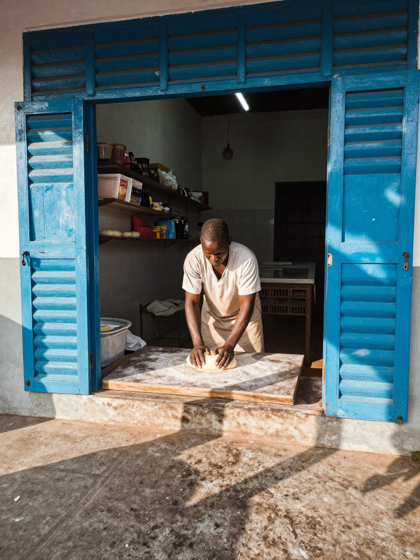 Kneading Dough in Dakar in in Dakar, Senegal