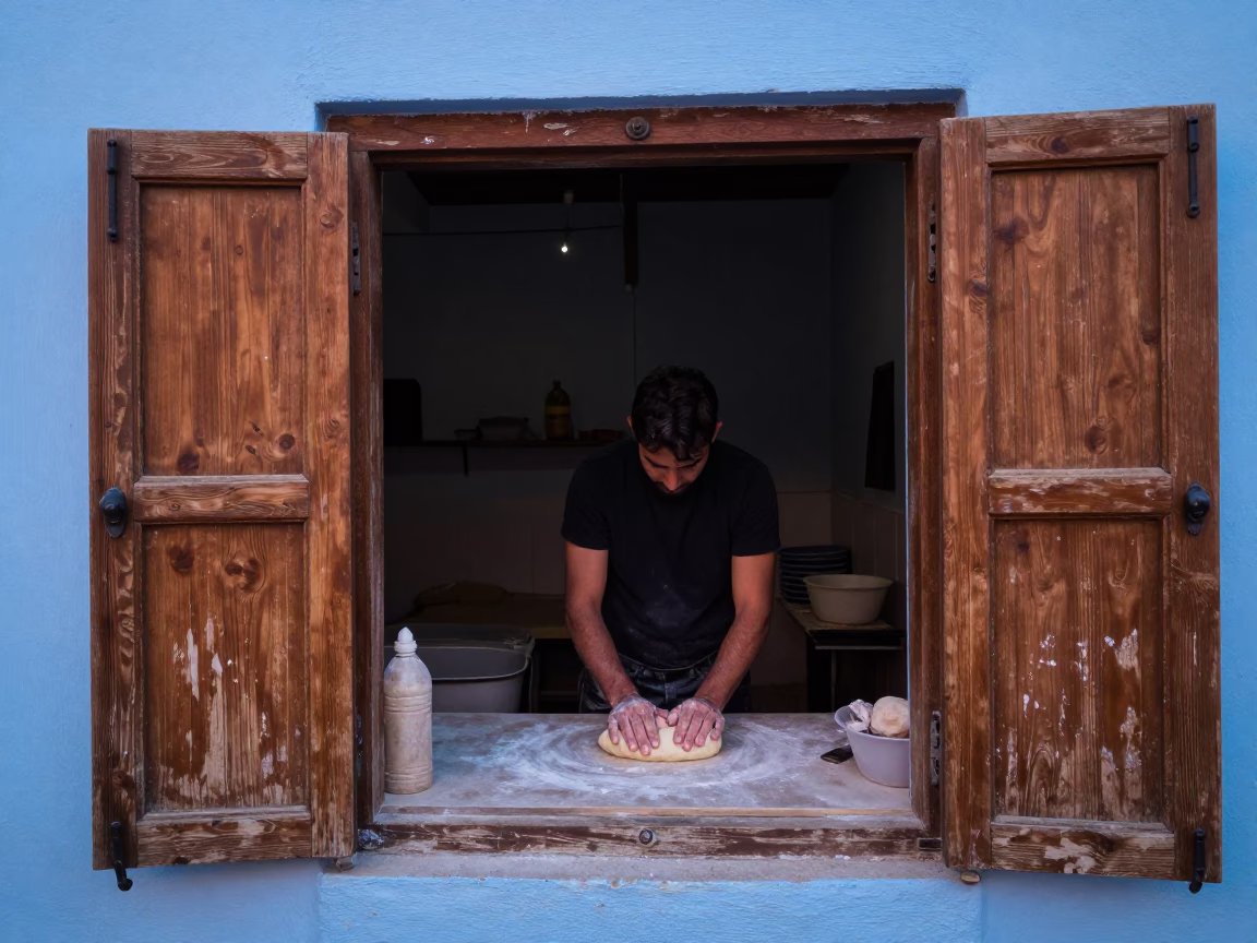 Kneading Dough in Essaouira in in Essaouira, Morocco