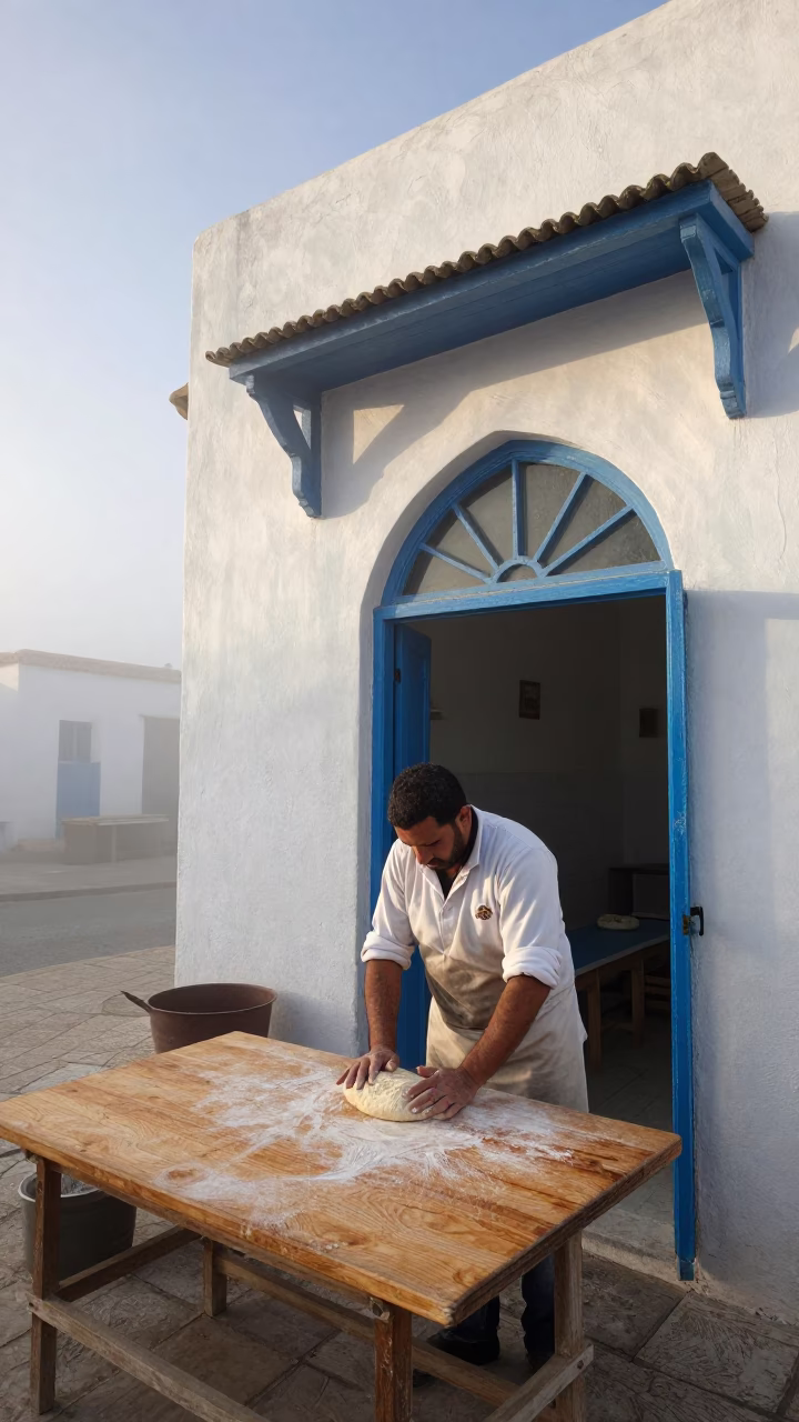 Kneading Dough in Tunis in in Tunis, Tunisia