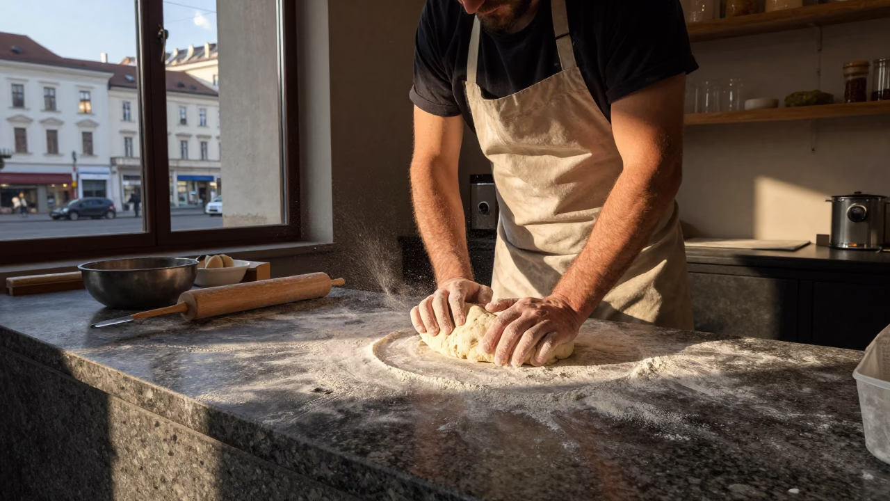 Kneading Dough in Vienna in in Vienna, Austria