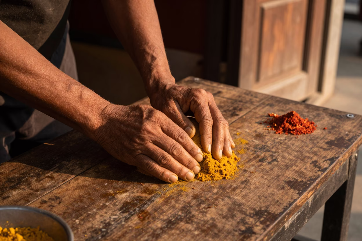 Kneading Hands in Kathmandu in in Kathmandu, Nepal