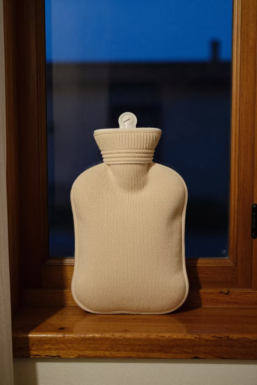 Knitted Hot Water Bottle on Winter Window Seat in on a window seat in Culiacán