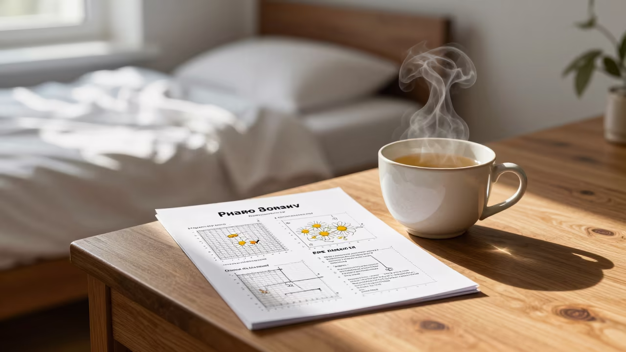 Knitting Pattern Beside Chamomile Tea in Petropavl in in a candlelit bedroom in Petropavl