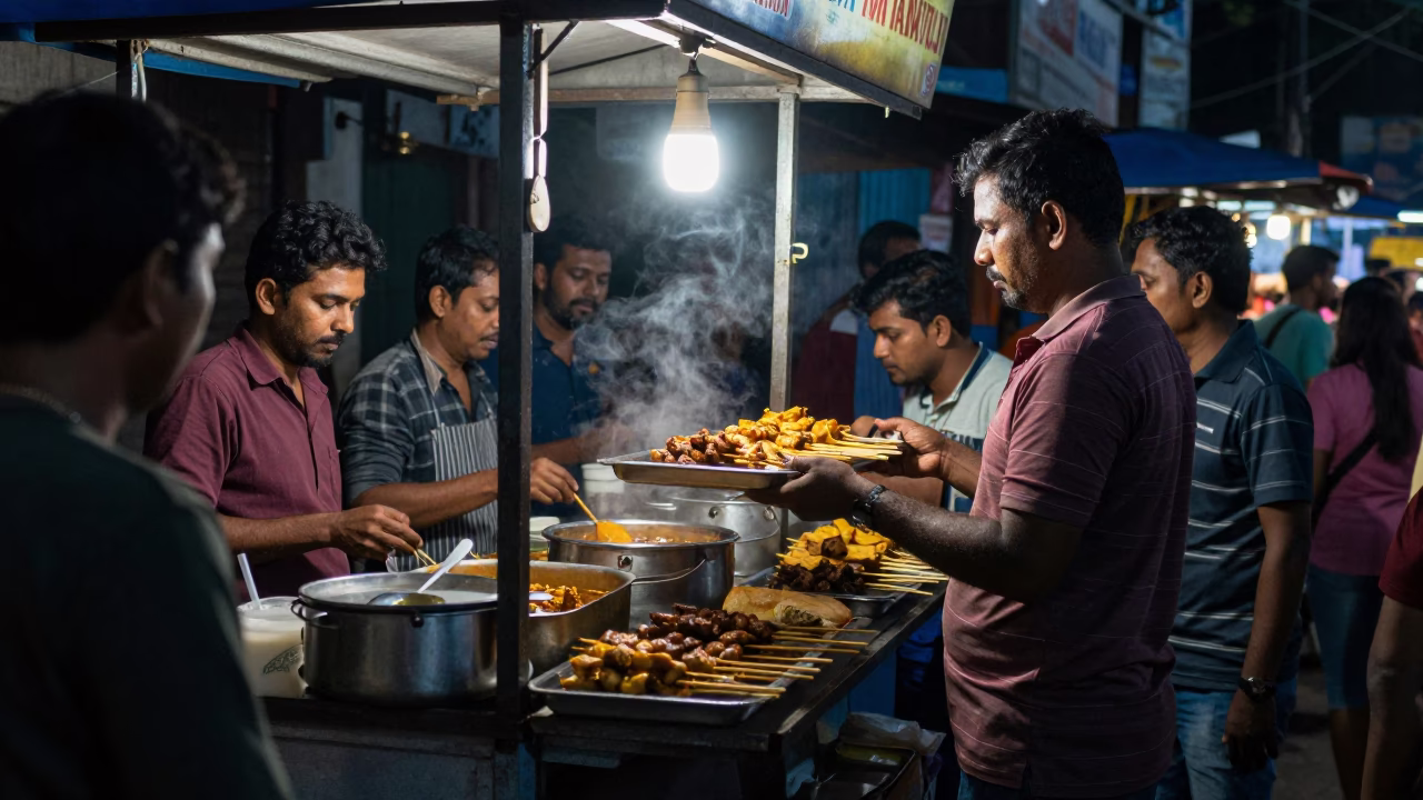 Kochi Food Stall at Midnight Light in in Kochi, India