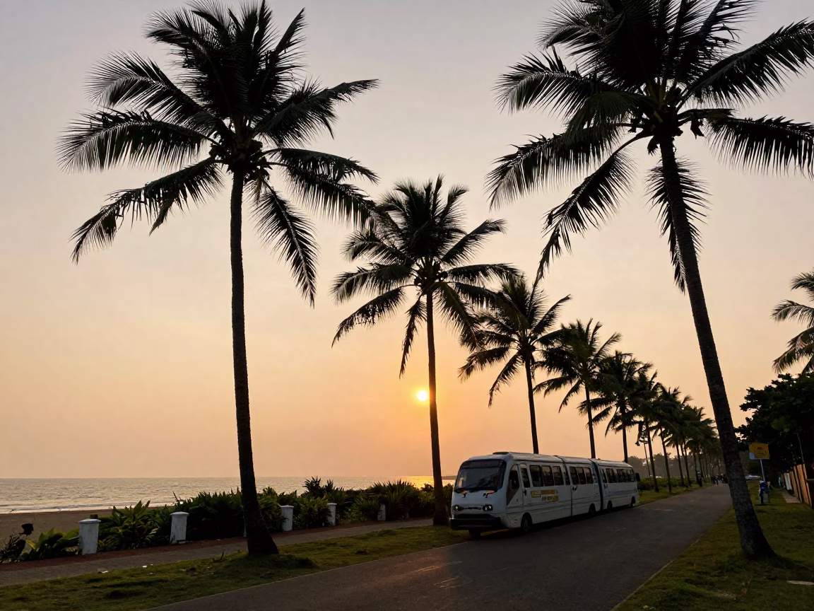 Kochi India Evening Monorail and Palm Trees Landscape Photography in in Kochi, India