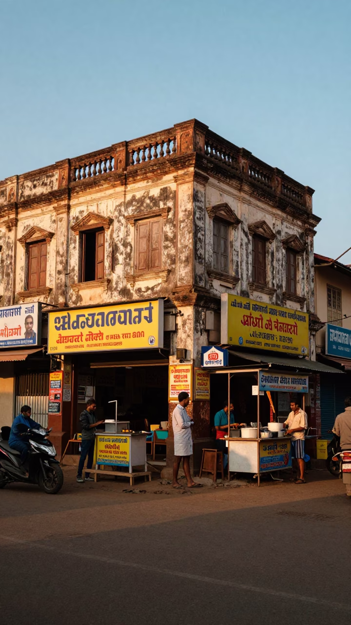 Kochi India Evening Street Scene with Spatula and Local Life in in Kochi, India