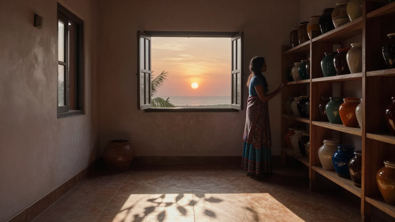 Kochi Scene Home at As The Sun Drops Toward The Horizon in in Kochi, India