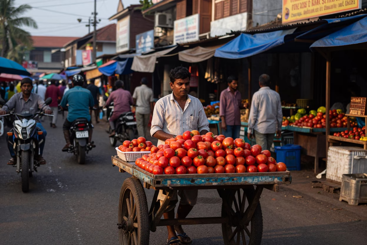 Kochi Street Scene at The Early Evening Light in in Kochi, India