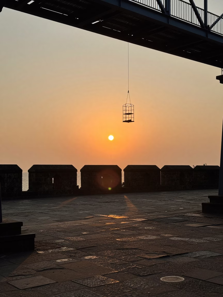 Kochi Sunset at As The Sun Drops Toward The Horizon in in Kochi, India